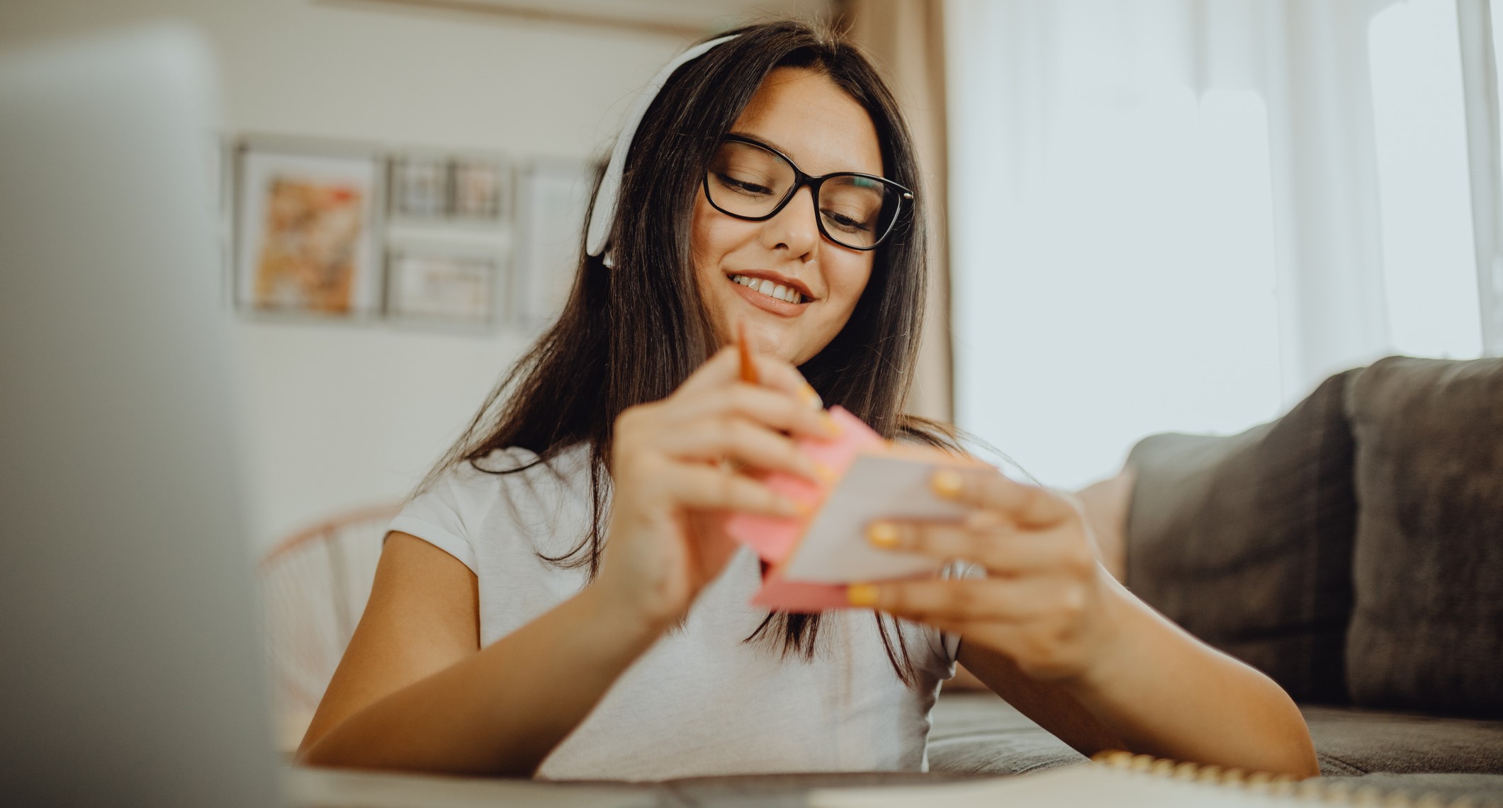 Female high school student doing school work